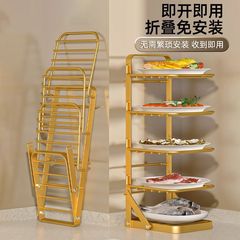 折りたたみメニューラックキッチン多層おかずラック壁掛け多機能取付不要段置き料理収納ラック