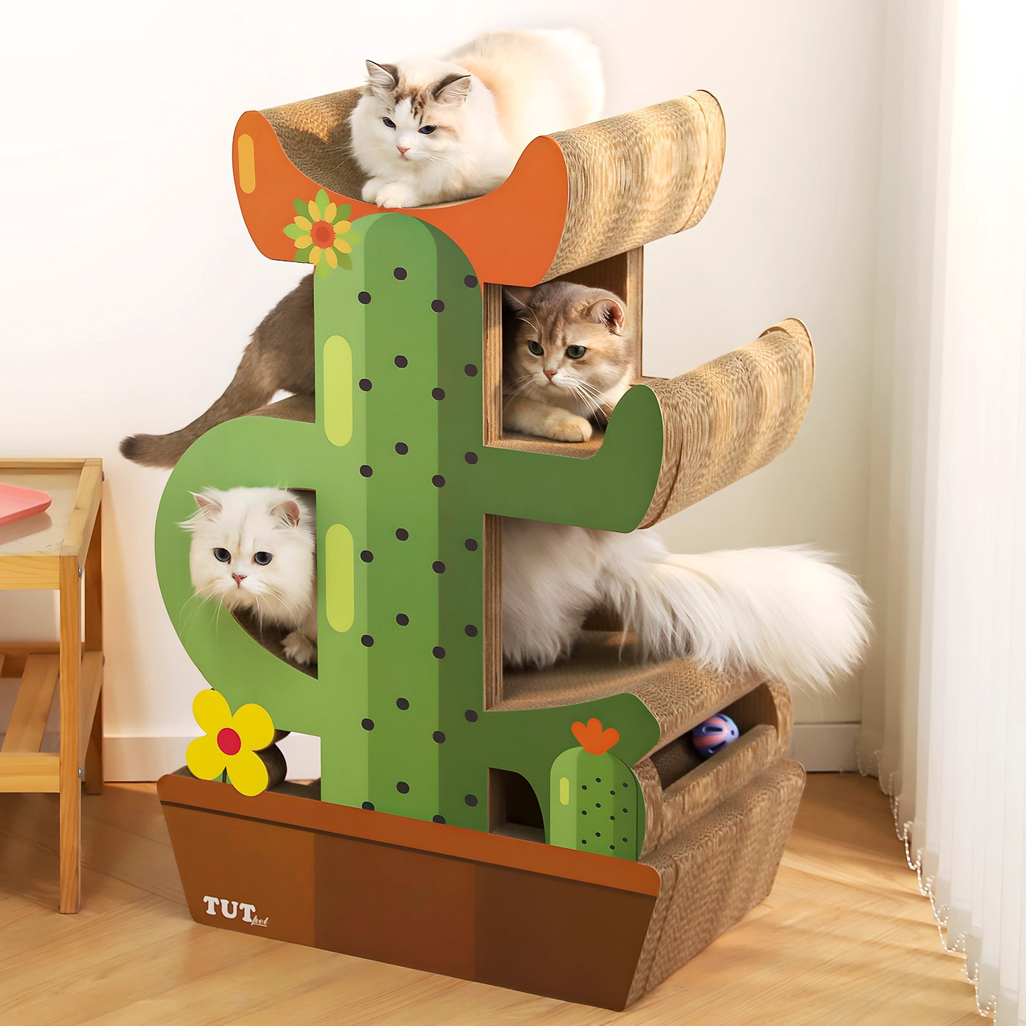 Cactus gato agarre tablero de gato nido de gato todo en un papel corrugado resistente al desgaste, resistente al arañazo, anti-caspa, sofá para proteger el gato agarre nido
