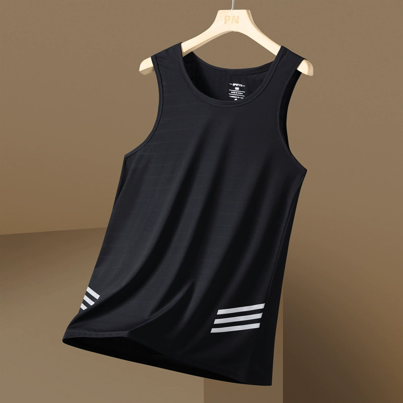 Quick dry silk T-shirt sleevless, thin summer base body-friendly vest, plus size