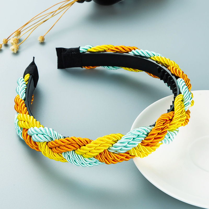 Korean Twist Woven Braid Colorful Headband Wholesale Nihaojewelry display picture 3