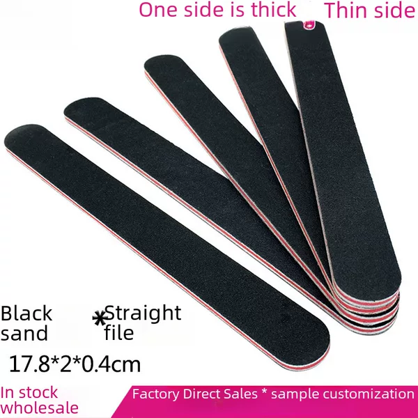in stock wholesale black nail file nail art double-sided polishing strip eva red heart scrub strip 100/180