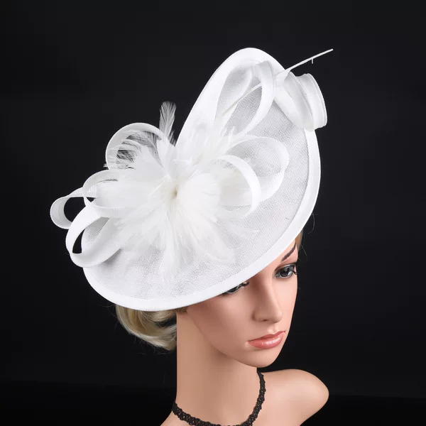 New Feather Hair Flower Hair Band Hair Accessories Exaggerated Topper Handmade Headwear European and American Bride Imitation Linen Hair Accessories