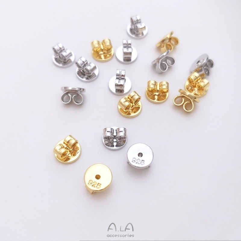 Color-retaining ear plug 18K gold white gold 925 earplug high-end earring plug rear plug ear cap versatile simple ear buckle Color-retaining ear plug 18K gold white gold 925 earplug high-end earring plug rear plug ear cap versatile simple ear buckle