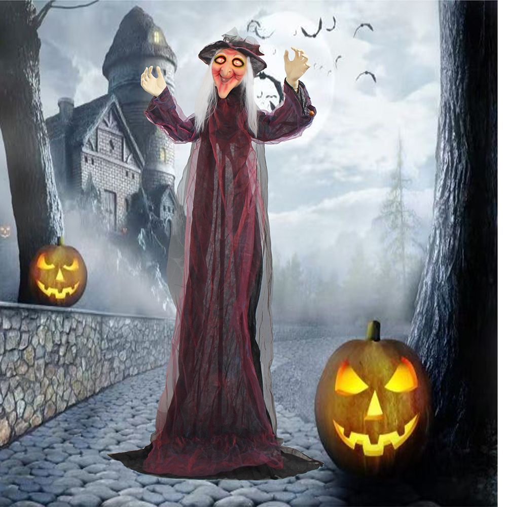 Halloween control de voz de pie fantasma payaso fantasma luminoso llamado bruja sala de escape casa embrujada decoración de patio accesorios