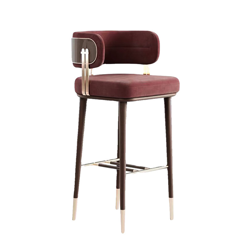 Metal Bar Chair Light Luxury Simple Backrest High Stool Cafe Bar Chair Hotel Front Desk Island Bar Chair