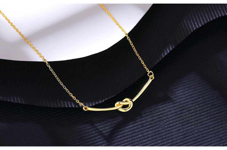 S925 Silver Zircon Knotted Necklace display picture 4