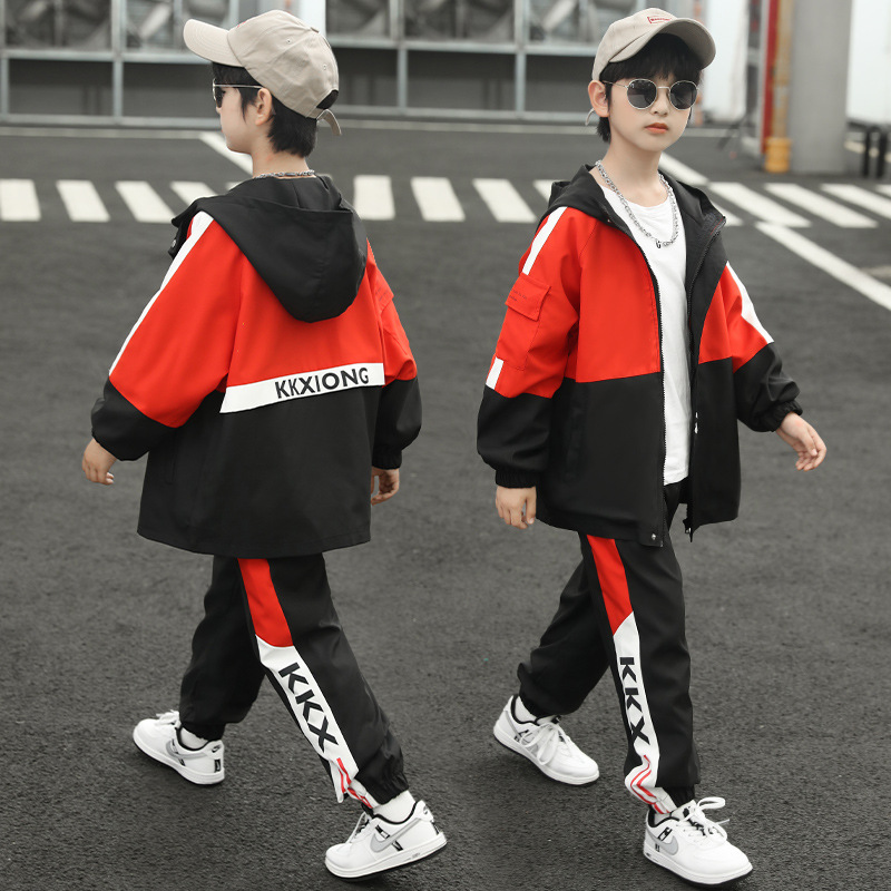 Sportanzug Für Kinder Jungen Kapuzenpullover Zweiteiler Set_voghion.com