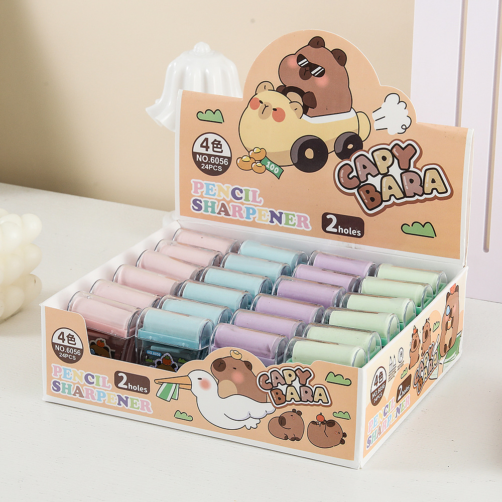 Hermoso carpi de doble agujero lápiz de goma de alto valor facial barril de goma 2 - en - 1 afilador de lápiz para estudiantes de papelería