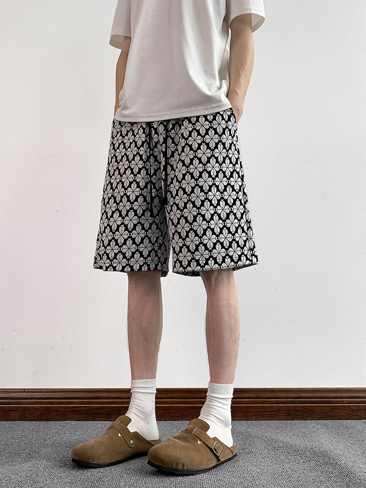 Herren Shorts Mit Hahnentrittmuster Vintage Stil Locker_voghion.com