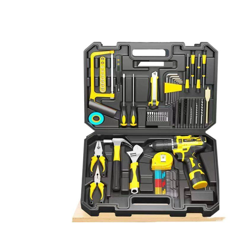 Flashlight, electric drill, tools set, electric screwdriver for repair, Germany, full set