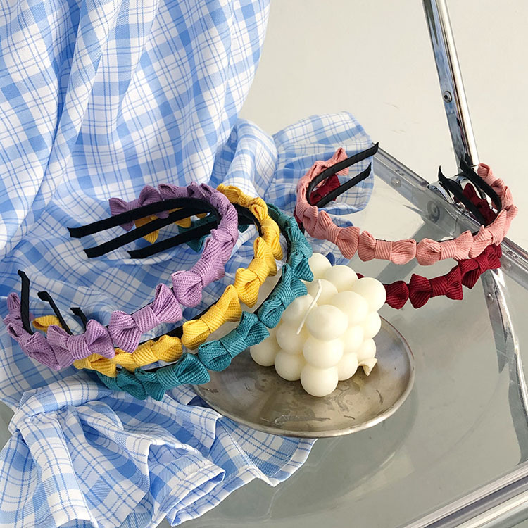 Korean Color Bowknot Thin Side Hairband display picture 3