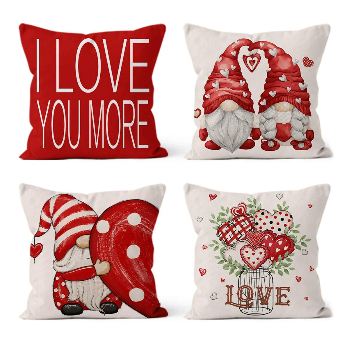 Amazon nuevo día de San Valentín almohada de asiento sofá cubierta de cojín lino estampado a cuadros rojos almohada de decoración para el hogar