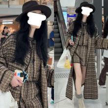 [每日上新]朱珠范冰冰同款绿棕混织系带大衣轻奢高档长款宽松外套