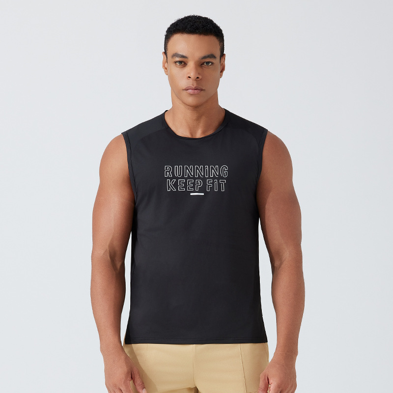 Verano transfronterizo nuevo chaleco de hombre rápido secado ventilador camiseta deportiva al aire libre de entrenamiento físico sin mangas fabricante de camisetas