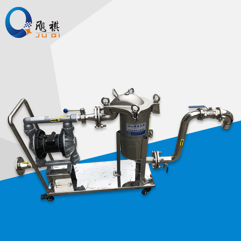 飓祺供应电动离心泵小车过滤器 移动单袋式过滤器