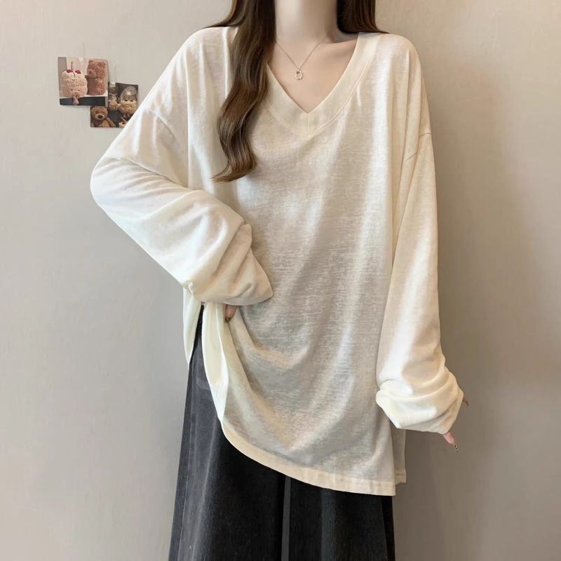 长袖防晒衫大码宽松300斤胖MM新款显瘦宽松休闲百搭打底上衣t恤女|undefined