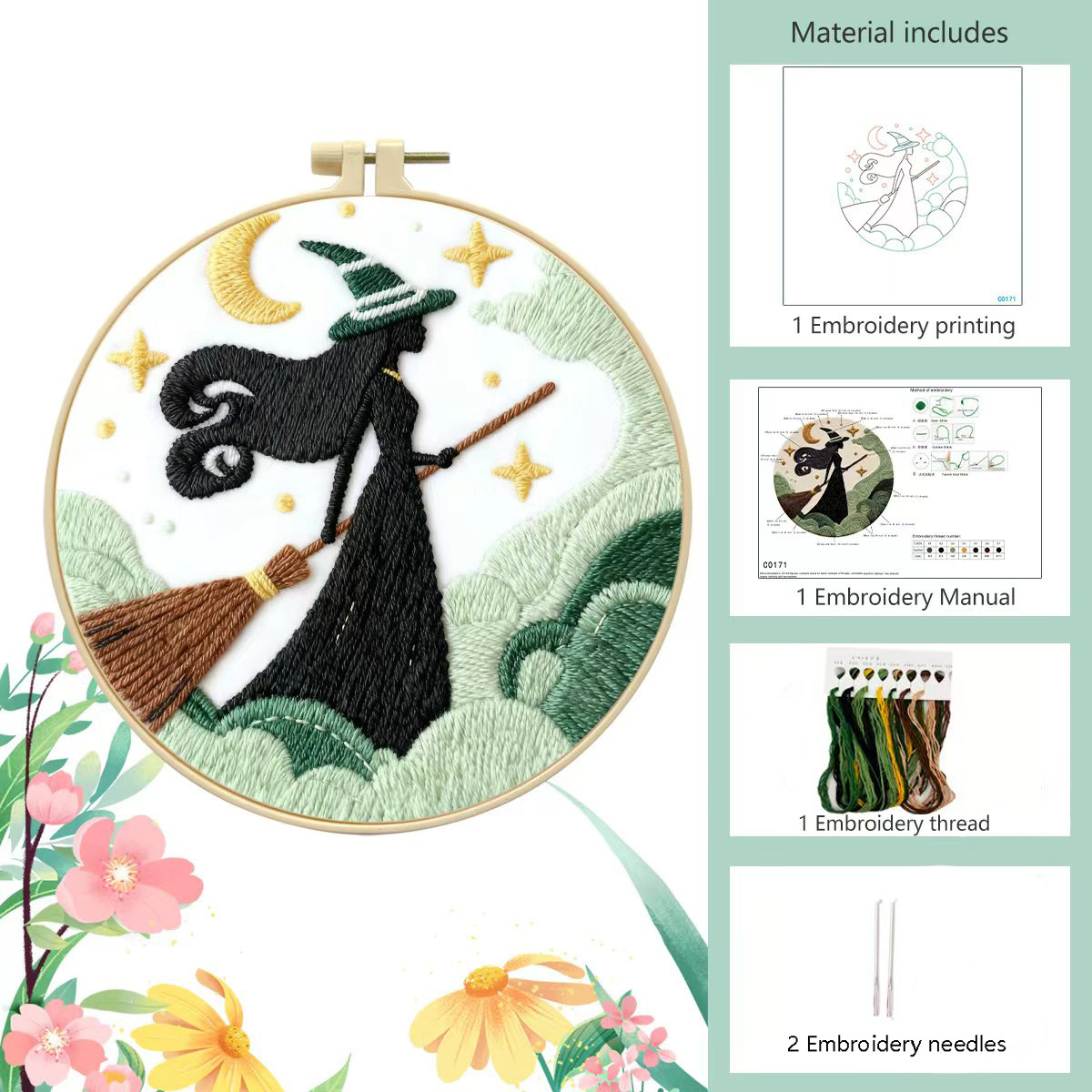 Elf Negro - Paquete de materiales básicos (incluyendo instrucciones de bordado de aguja)