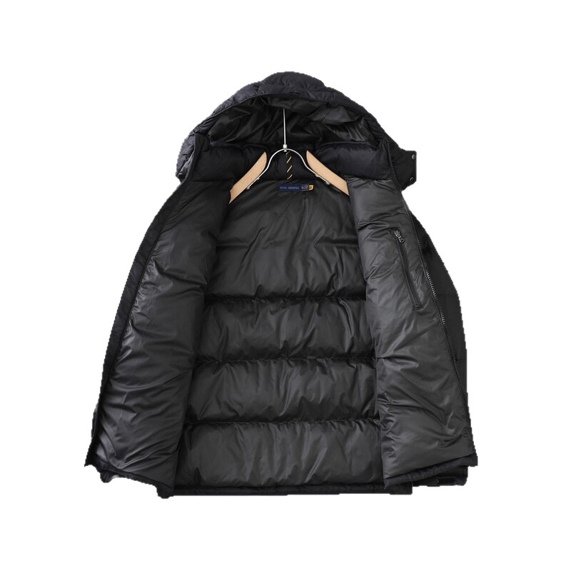 New Style 90 White Duck down Winter Cold-Proof and Warm Polo Pony Logo Men's down Jacket with Zipper and Detachable Hood