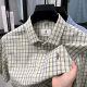 100 Cotton Summer New Arrival Men's Plaid Lapel Shirt Fashionable Embroidered Business Casual All-Match Top Trend