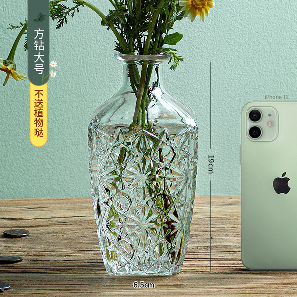 Madrid's French retro glass vase transparent small -caliber flower…