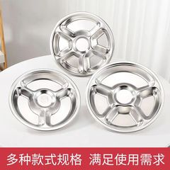 不鏽鋼兒童圓形餐盤分格飯盤幼兒園飯菜盤防摔圓盤子食堂裝飯多格