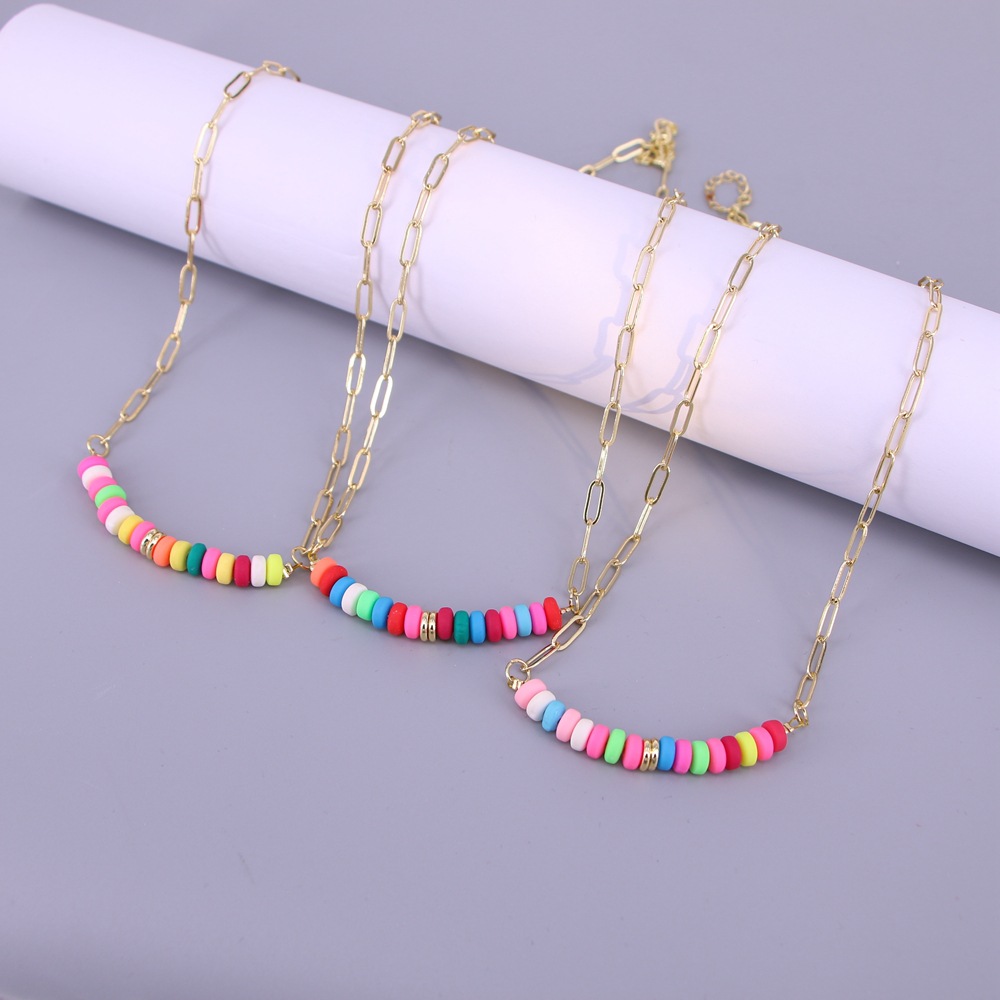 color beaded stitching soft ceramic chain necklace wholesale