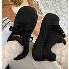 美拉德风黑色增高厚底鞋子女2024春季新款百搭运动复古德训板鞋