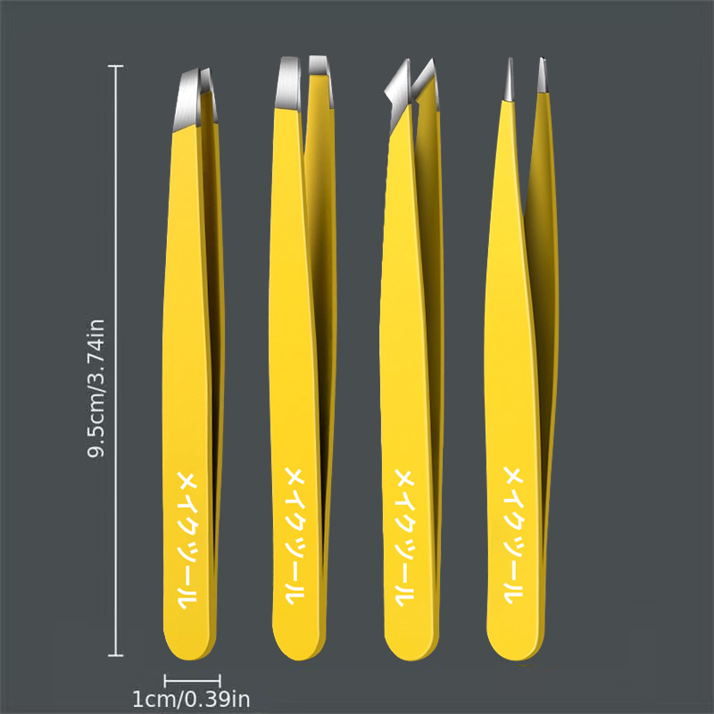 Stainless Steel Eyebrow Tweezers with Slanted Tip, Small Tweezers, Eyebrow Trimming Scissors, Hair Removal Pliers, Beard Grooming Tools, Durable Eyebrow Trimming Set
