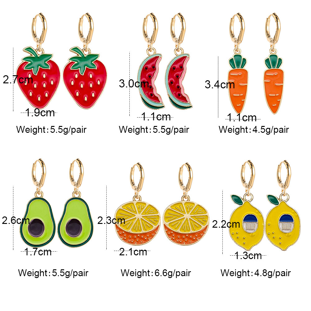 9g Weight Drop Earrings Classification 1 Pair Quantity Simple Style Fruit Carrot Alloy Enamel Women's Drop Earrings