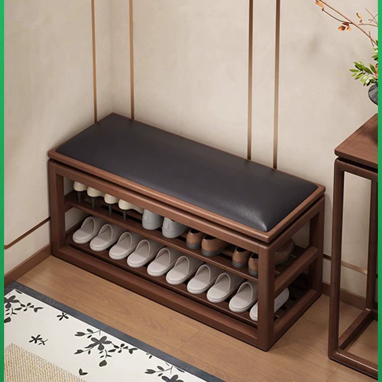 Табурет для смены обуви из цельного дерева, новый домашний вход в китайском стиле, табурет для обуви, шкаф для обуви, встроенная многослойная полка для обуви.