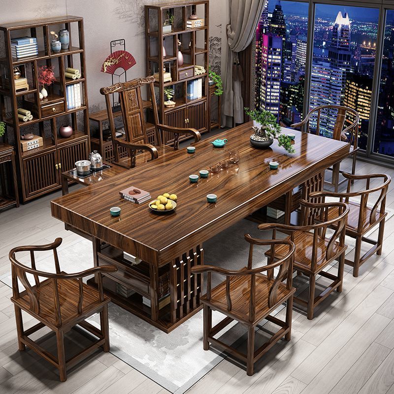Mesa y silla de madera maciza, mesa de té china, mesa de té de oficina doméstica, mesa de té de oficina en todo uno