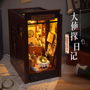 DIY Cabin Creative Diary Book Stand Manual Assembled Building Model Creative Microscale Scene Birthday Gift Toy
