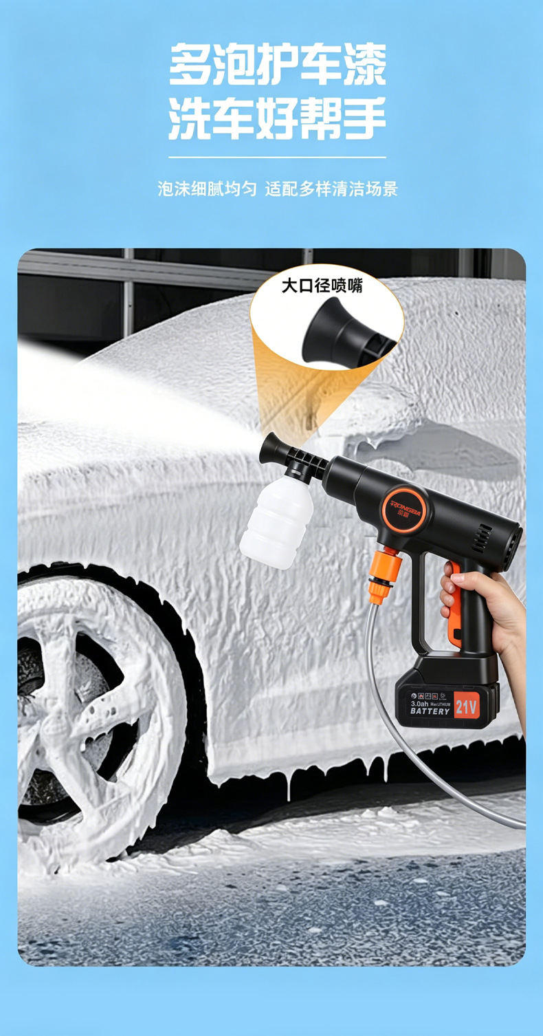 Rongba Foreign Trade Wireless Car Wash Water Gun High-Pressure Water Gun Gadget for Home Use Rechargeable Multifunctional Battery Cleaning Machine