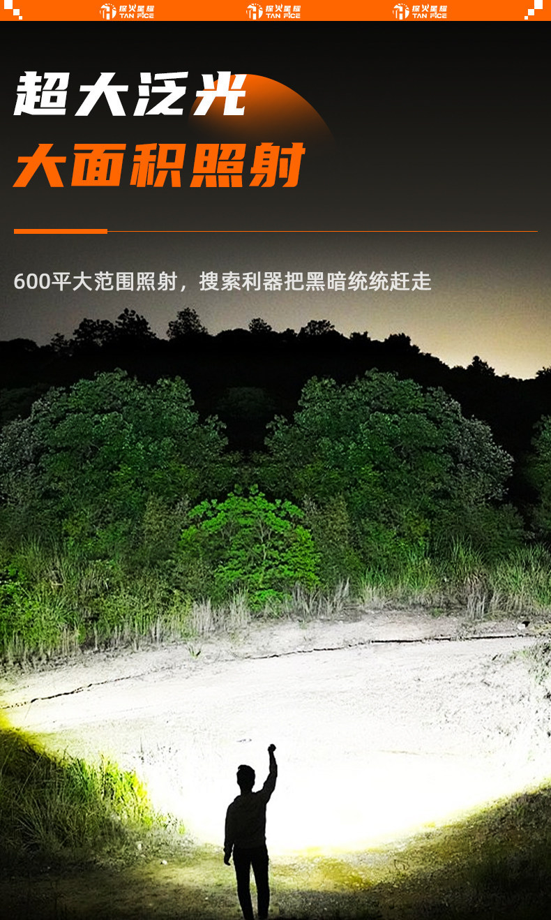Extended-Range Super Bright Flashlight, Rechargeable, Outdoor Long-Range Patrol, Large-Capacity Laser, Sky-Penetrating Laser, Ultra-Long Battery Life