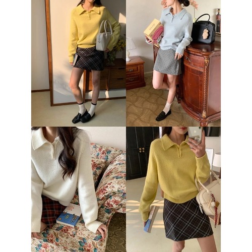 3th Morning Spring Soft and Gentle Wind Polo Collar Knitted Sweater ZY2667