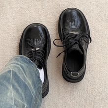 德比鞋男高级感舒适大头皮鞋2025新款鳄鱼纹英伦厚底增高黑色跨境