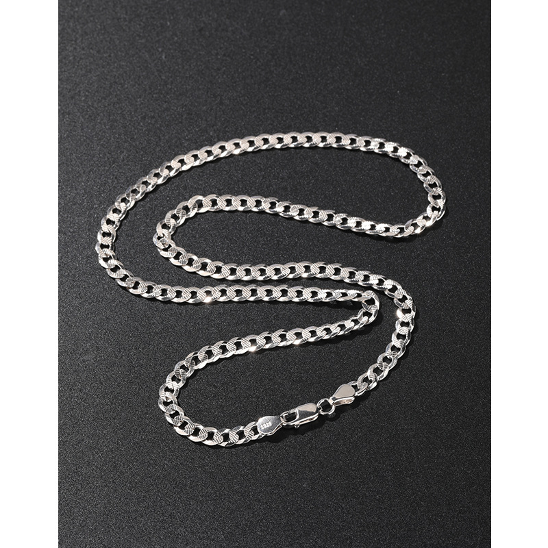 Collar de cadena cubana de plata de ley 925 5mm Cadena de látigo de caballo de hip-hop para hombre Estilo grueso dominante Cadena de clavícula para hombre Sentido de alta gama