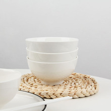 酒店餐具純白色陶瓷碗飯店米飯碗自助餐盤碗吃飯碗湯面碗可做LOGO