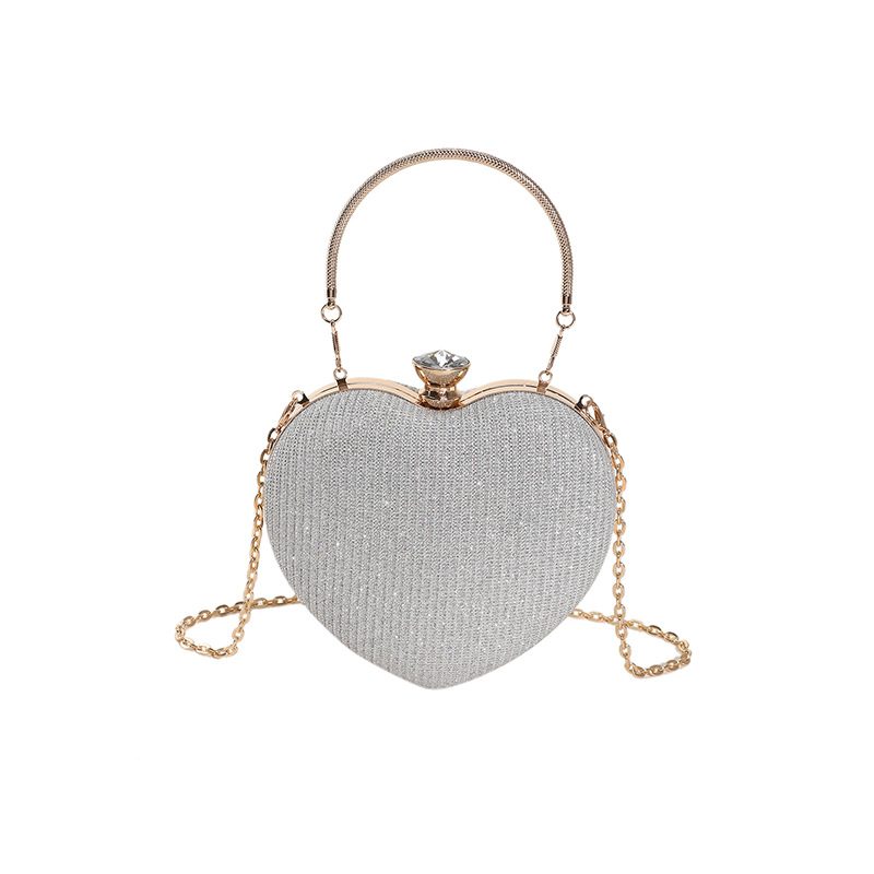 Peach Heart High-looking cadena rhinestone bolso de noche ins luz lujo Lock bolso Moda hombro brillante oblicua