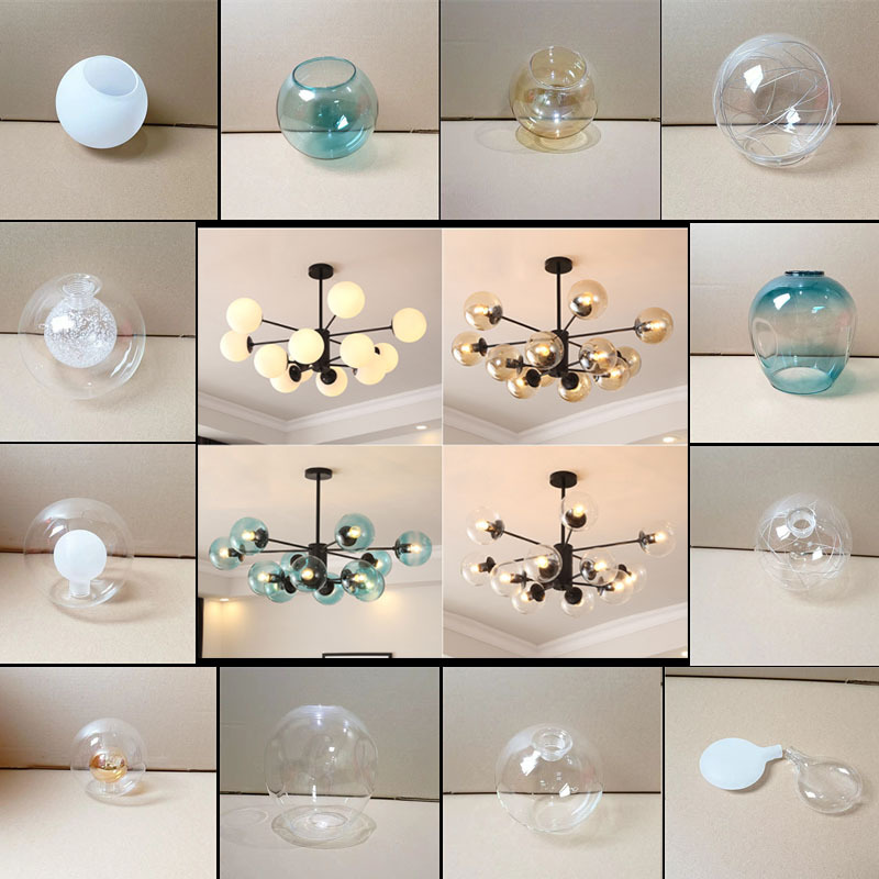 Magic Bean Lamp Milky White Round Glass Lampshade 6- 7cm Diameter Lampshade E27 Molecular Transparent Double-Layer Round Lampshade