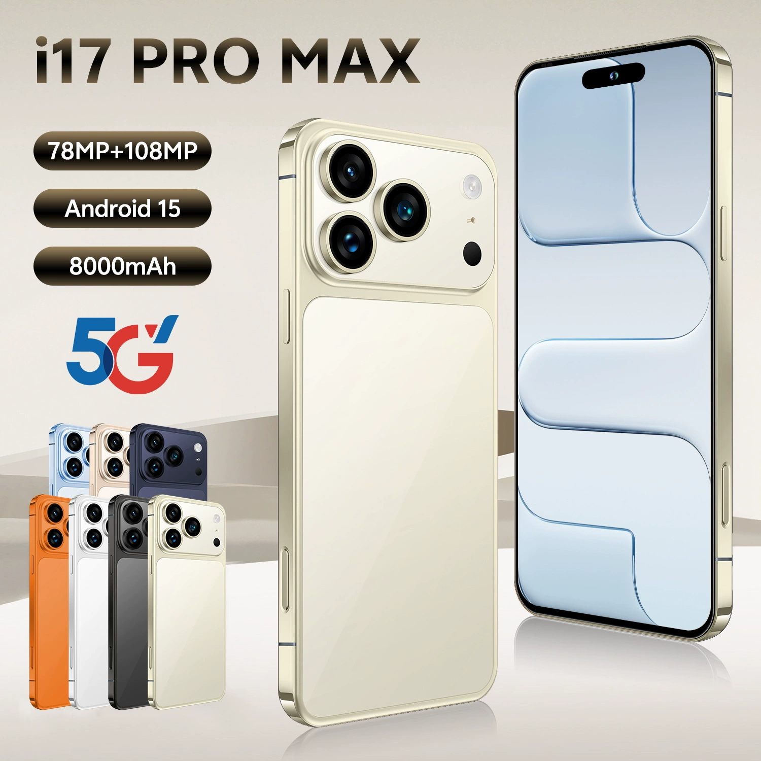 Смартфон i17 Pro Max, Intel Core i17, Android 7.3, 7.3" широкий экран, 16+1T память
