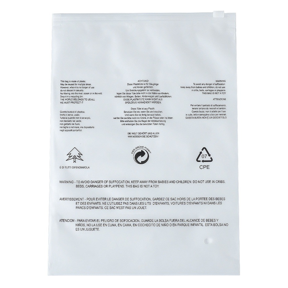 Palabras de advertencia Bolsa con cremallera Spot Seis países Palabras de advertencia Transfronterizo Amazon Temu Bolsa de embalaje Bolsas de advertencia