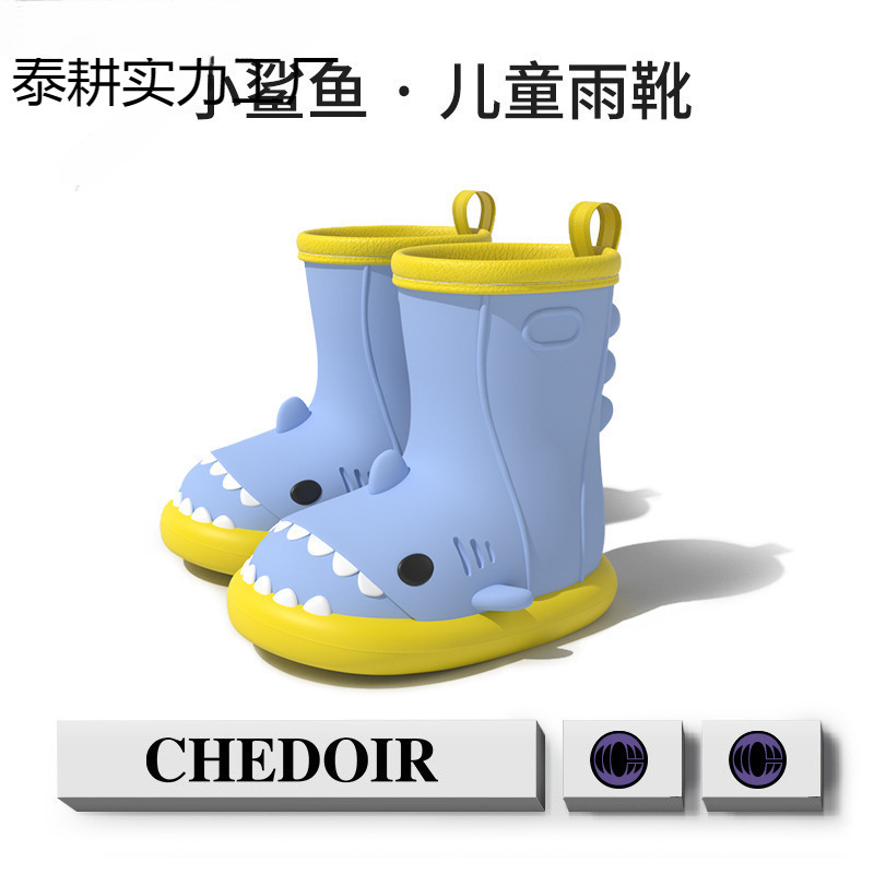 Cross-Border Foreign Trade Cartoon Shark Children's Rain Boots Boys and Girls Baby Non-Slip Small and Medium-Sized Children's Water Shoes
