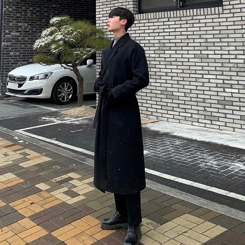 2023 invierno simple elegante grueso abrigo de lana hombres gota hombro suelta estilo coreano abrigo FK193