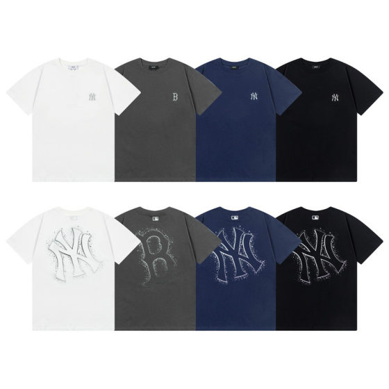 High Version MLB Spring Summer Men and Women Couple Back NY Bubble Letter Printed Casual T-Shirt 2025 New Short Sleeve Women