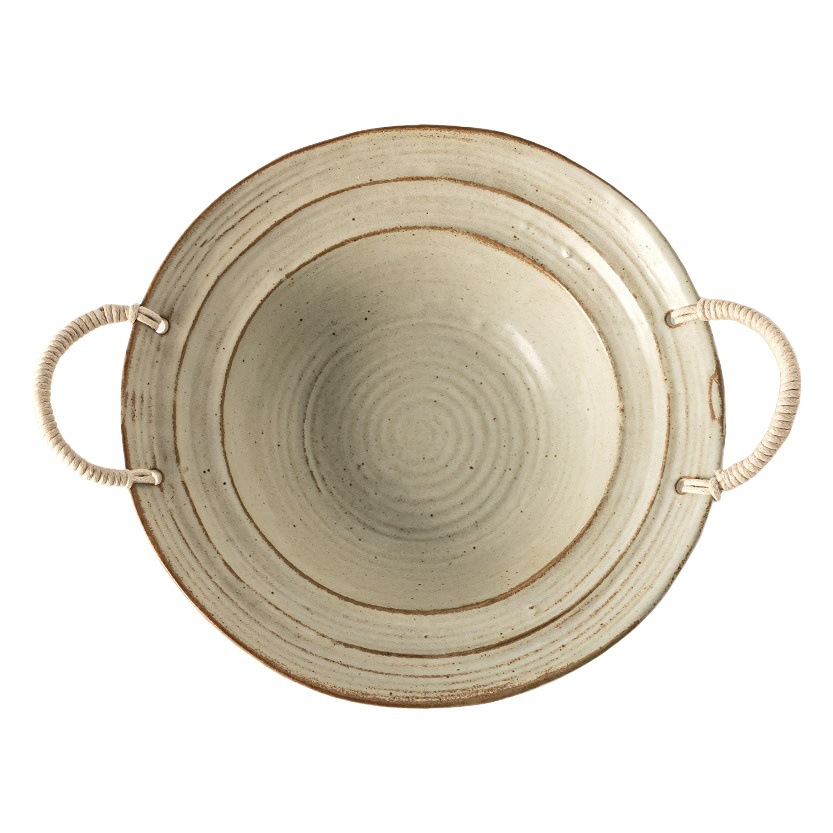 Cuerda de cáñamo Cuenco de gres binaural Cuenco de sombrero de paja envejecida retro Cuenco de fideos italianos Cuenco de fideos domésticos Cuenco de sopa japonesa Vajilla al por mayor