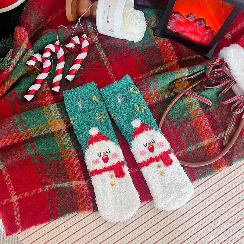 Calcetines Navideños Térmicos para Mujer de Terciopelo de Coral Engrosados para Invierno image 10