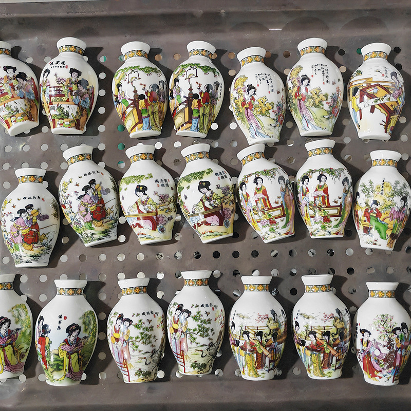 冰箱贴潮流复古家居refrigerator magnet插花壶青花熊猫陶瓷磁贴