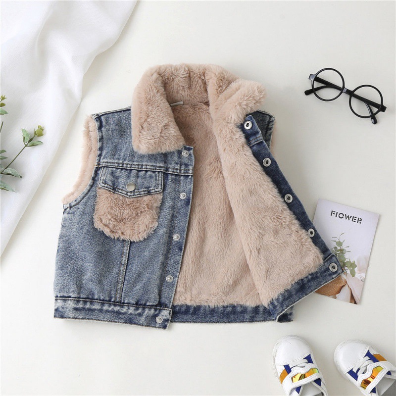 Chaleco de niños otoño y invierno 2020 nuevo chaleco de niñas de estilo extranjero más grueso chaleco de vaquero de niños de mediana edad