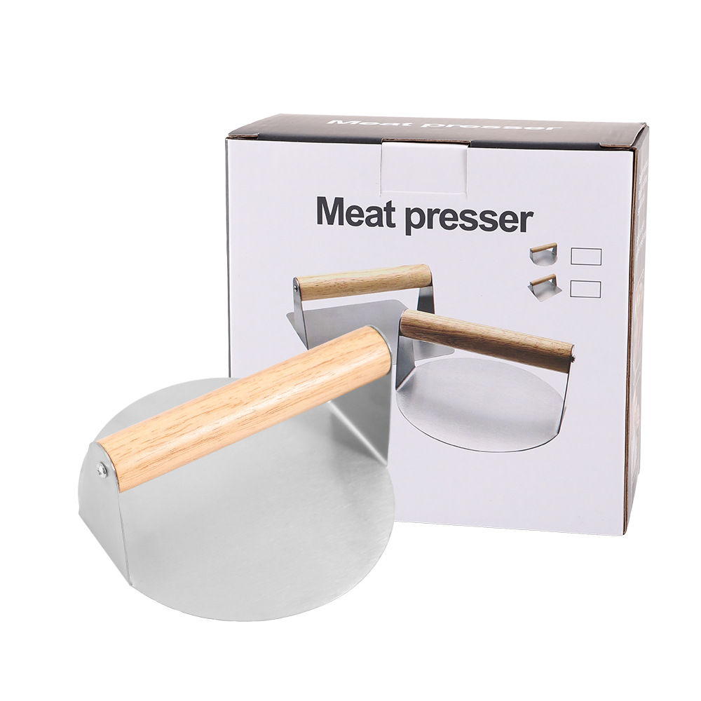 Presión de carne de roble de acero inoxidable puntual Presión de carne de hamburguesa Presión de carne cuadrada redonda Fabricante de origen
